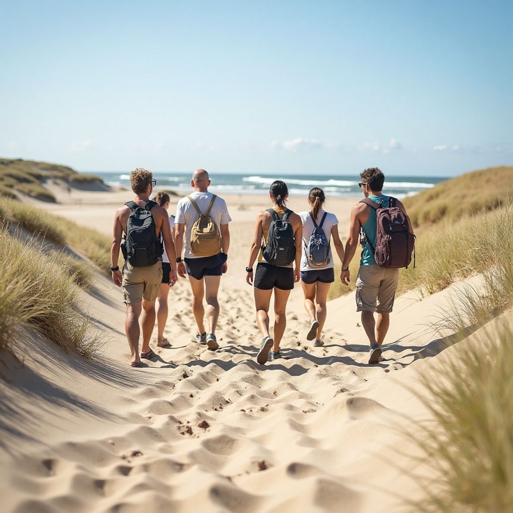 Gruppenwanderung durch niederländische Dünen