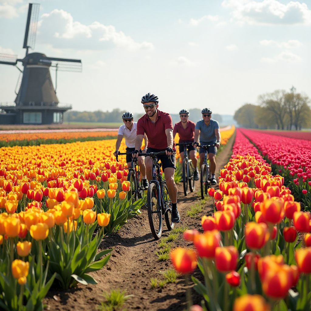 Radtour durch Tulpenfelder