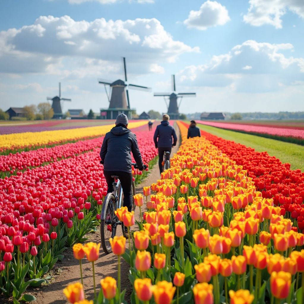 Radtour durch Tulpenfelder