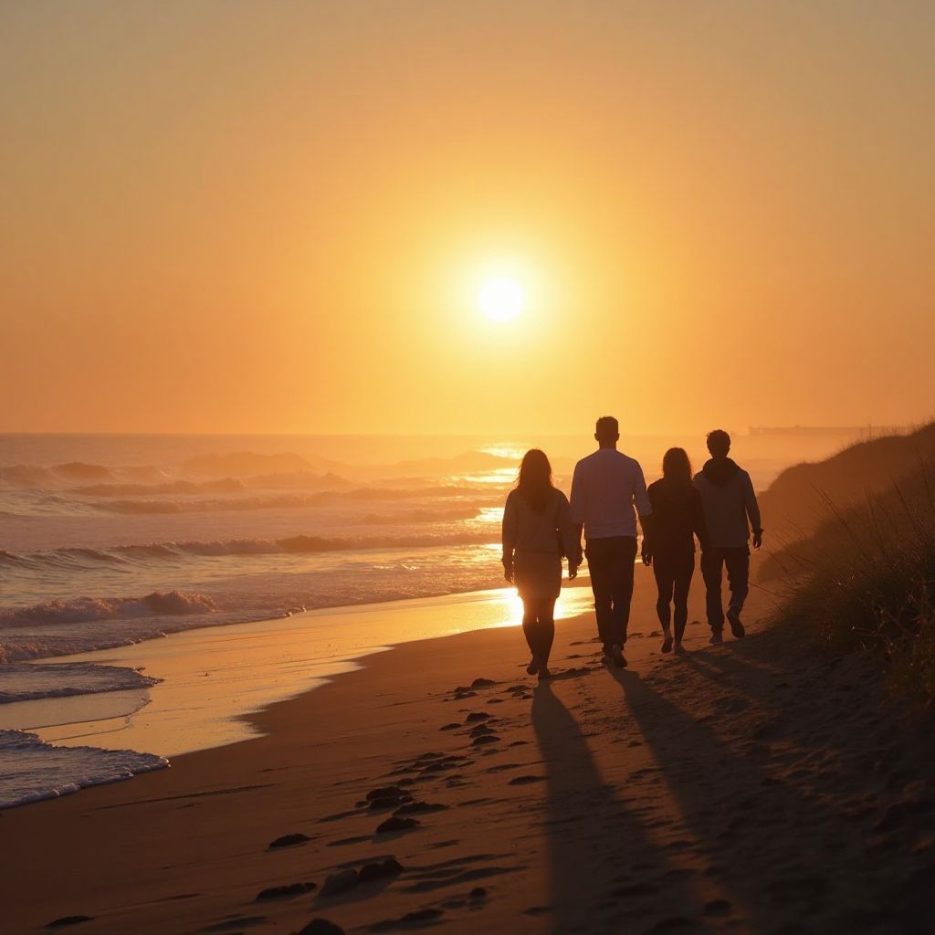 Sonnenaufgang Strandwanderung